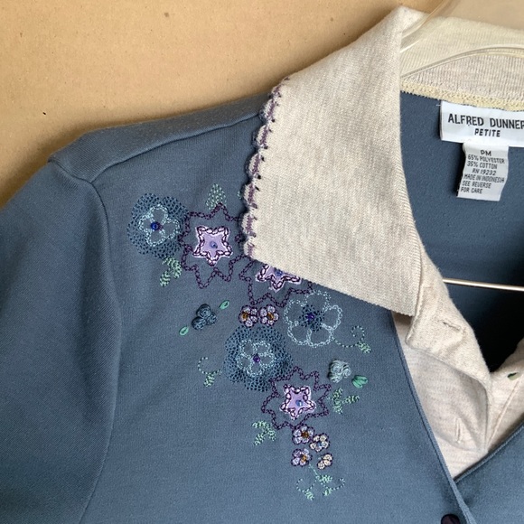 VINTAGE ALFRED DUNNER LAYERED PULLOVER. BEADED - Picture 4 of 10